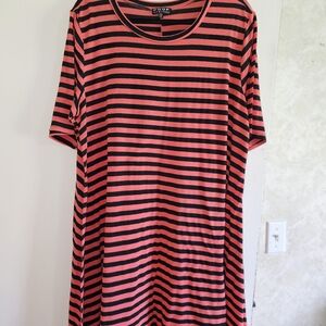 Poof! Coral and Black Striped Tunic Dress
